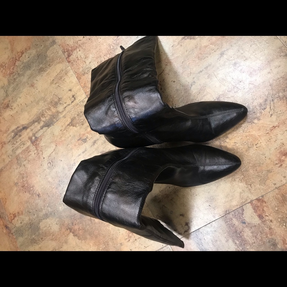 Brown Metallic Knee high heel boots